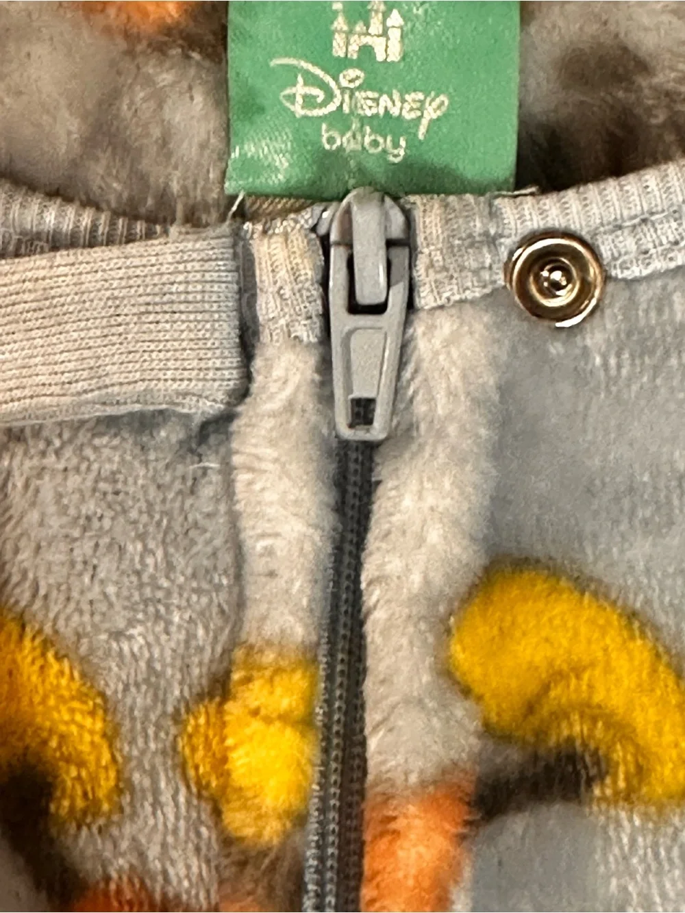Disney Light Gray Mickey Mouse Fleece Footed One-Piece